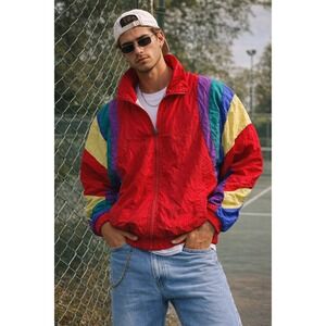 Vintage Sergio Tacchini Colorblock Jacket Red 90s Tenniscore Italian Streetwear